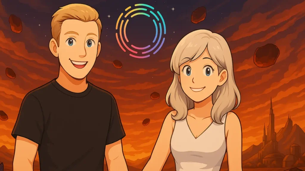 Allthingsmin and CathyCatBaoBao from TheMinCatShow smiling under a cosmic sky, symbolizing hope for new livestreamers choosing Reinbow App over TikTok