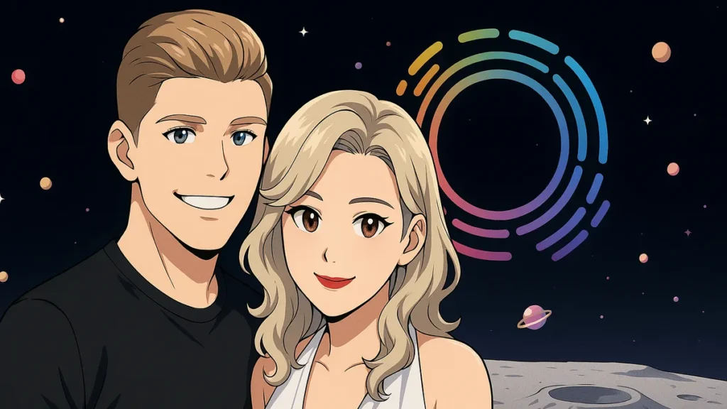 Allthingsmin and CathyCatBaoBao from TheMinCatShow - standing on a moonlike surface with a cosmic backdrop - highlighting Reinbow vs TikTok Live for new streamers in 2025