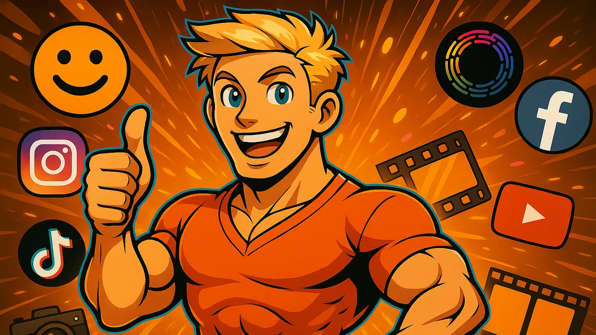 Allthingsmin - content creator illustration with social media icons - blogging about digital tools, influencer growth, and livestreaming trends